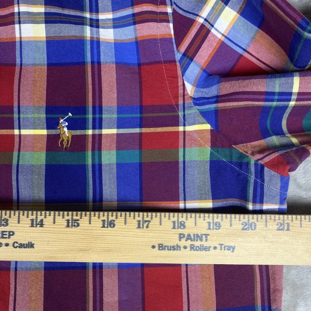 Polo Ralph Lauren Men's Medium Madras/plaid Button Down Shirt Flesh Pony Y2K